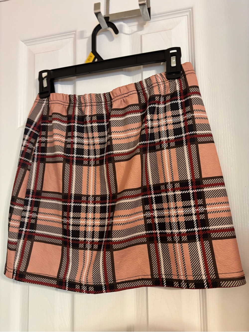 SHEIN Women’s Size Large Peach Plaid Mini Skater Skirt Y2K A-Line
